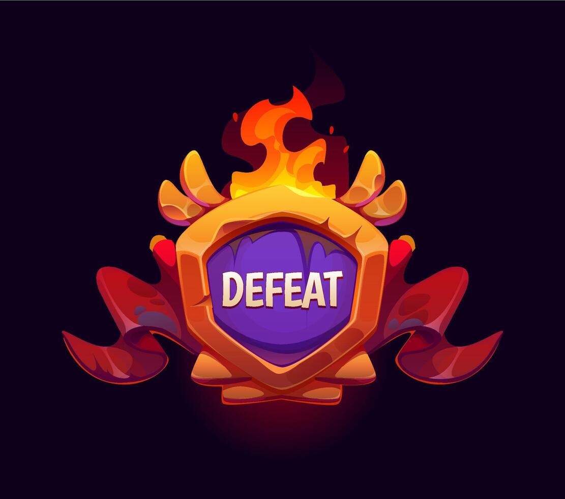 Defeat game frame icon, ui asset, videogame screen vector