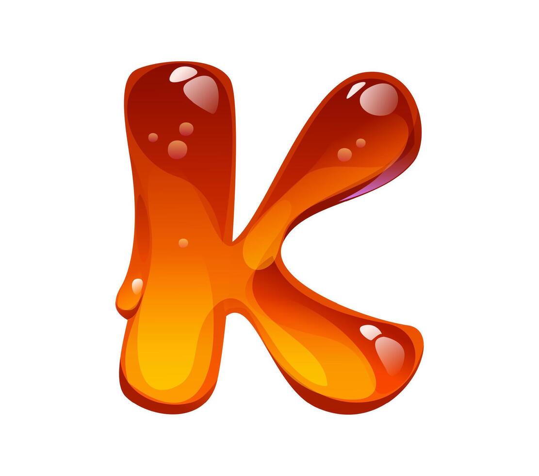 Honey font typeset, cartoon liquid nectar letter K vector