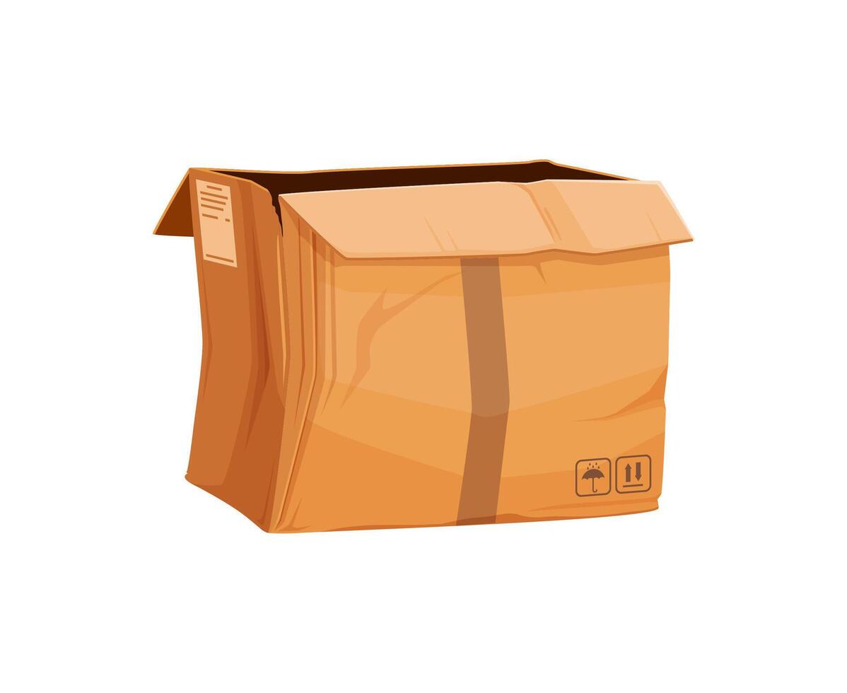 Damaged and ripped delivery cardboard cartoon box vector