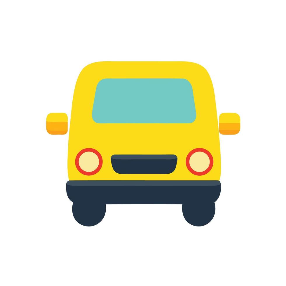 Simple Yellow Car Front View Icon for Transportation Designs vector