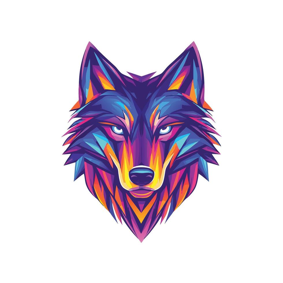 Vibrant Geometric Wolf Head Illustration for Bold Designs vector