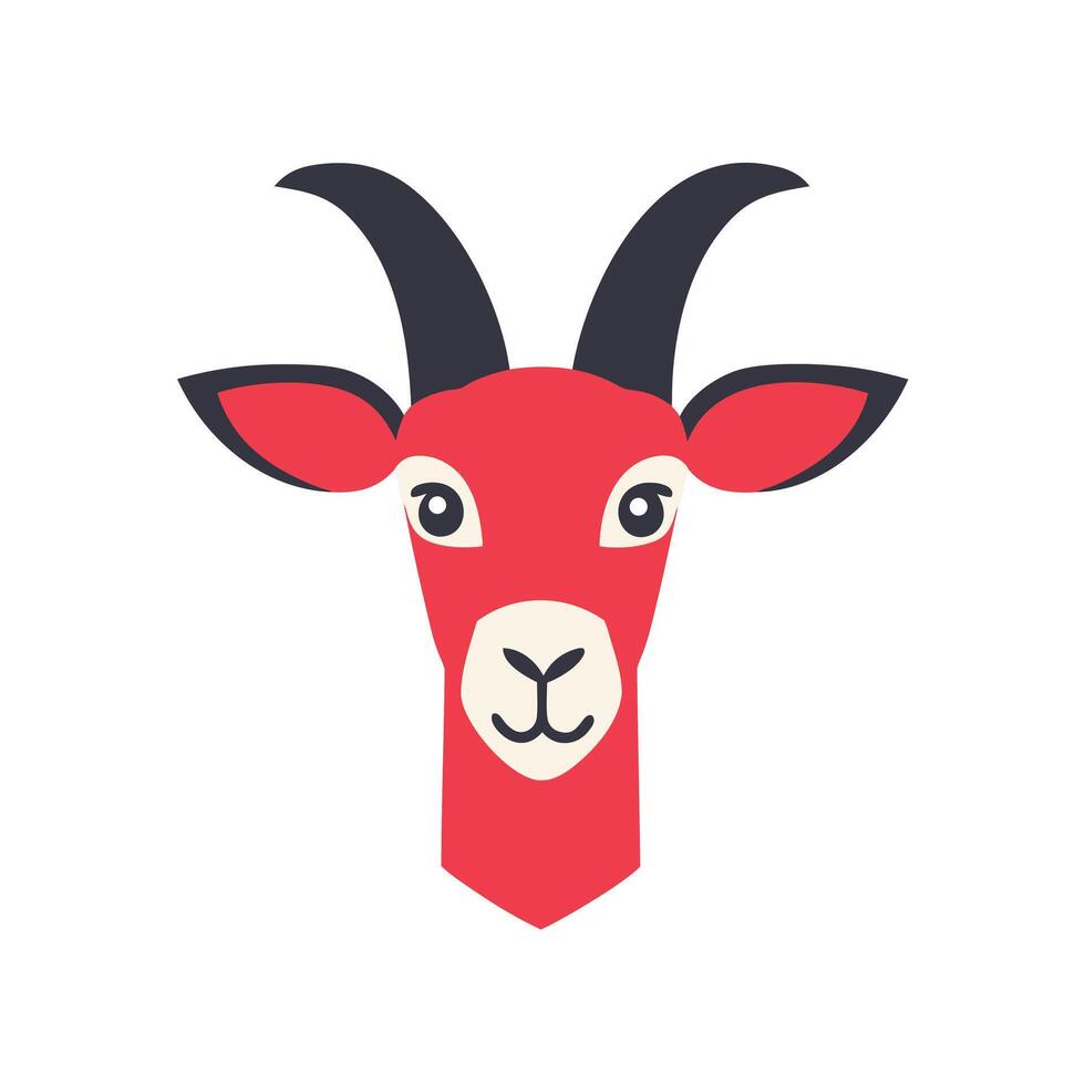 Simple Red Goat Head Illustration for Farm or Zodiac Concepts vector