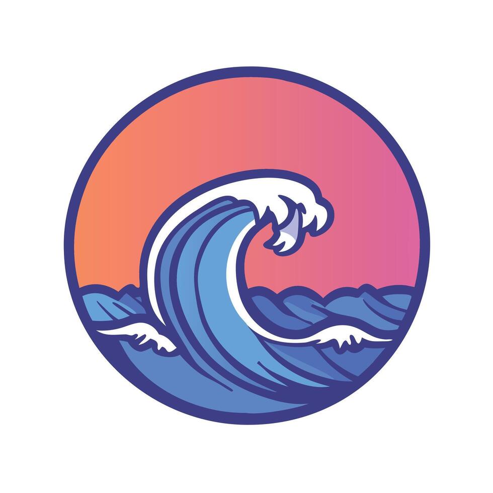 Vibrant Ocean Wave Circle for Surf, Travel, or Coastal Themes vector