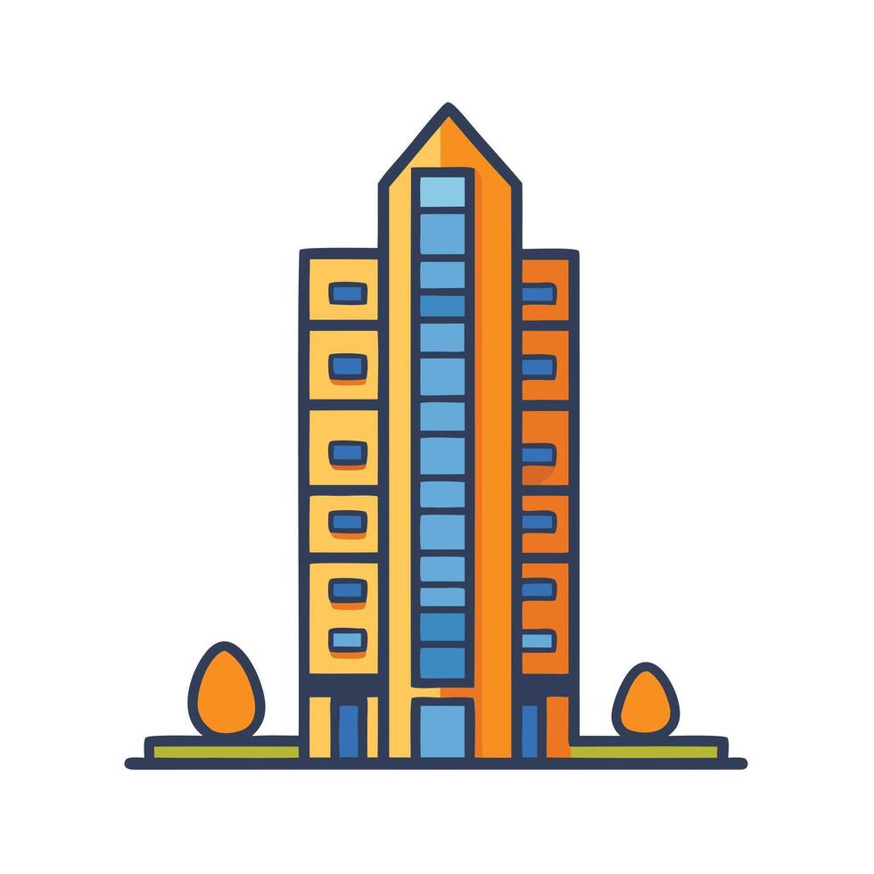 Colorful City Building Icon for Architecture or Urban Design vector