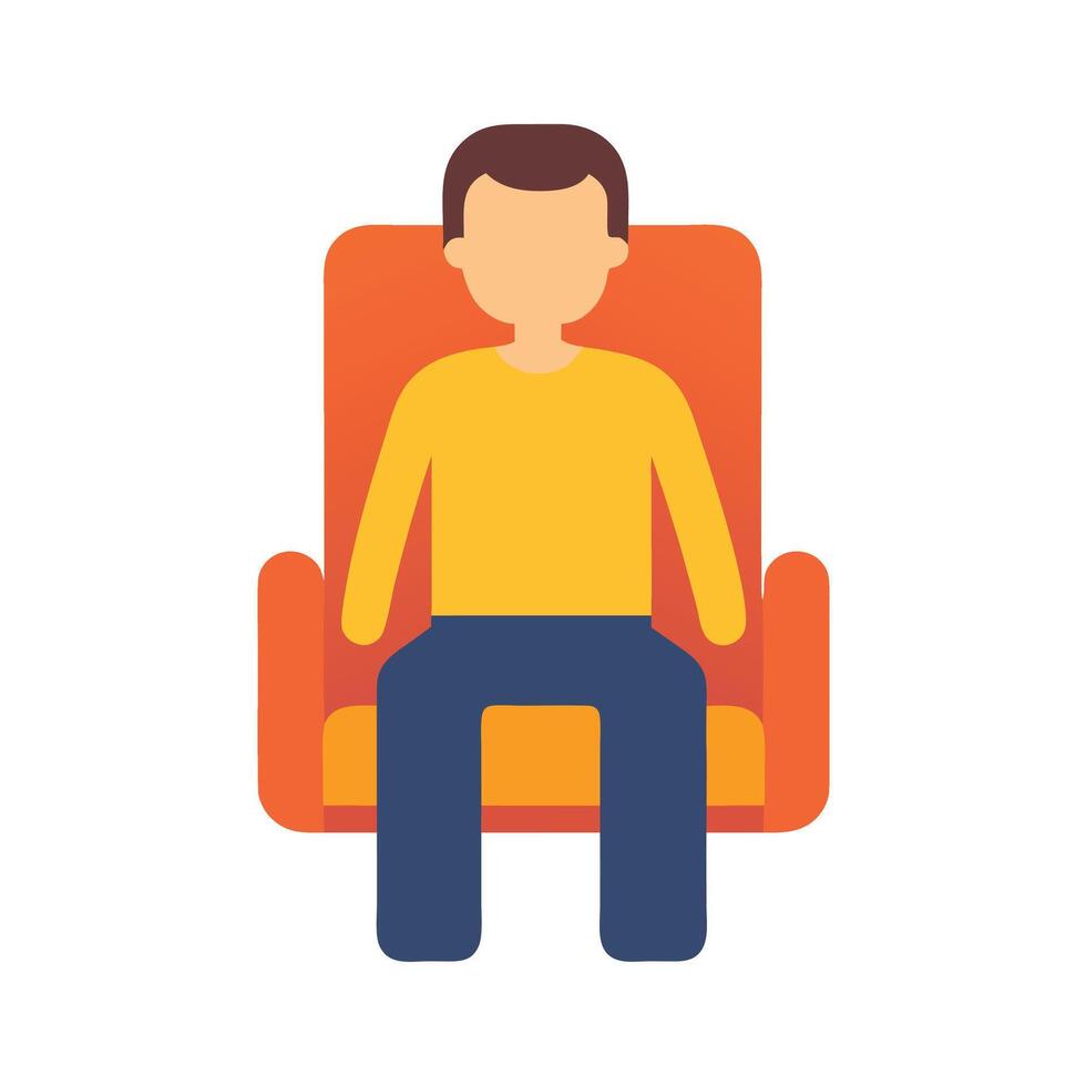 Simple Man Sitting on a Chair Icon for User Interface or Seating Concepts vector