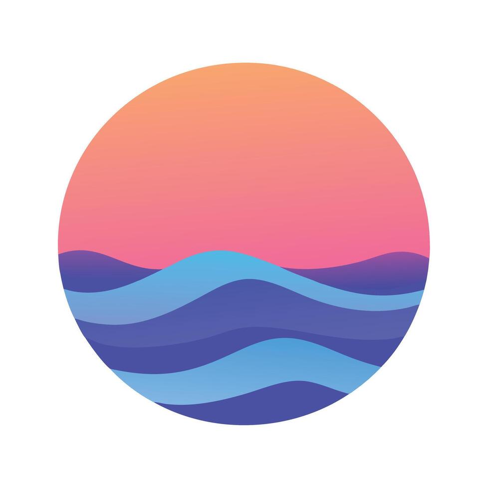 Calm Ocean Horizon Circle for Serenity or Coastal Design vector