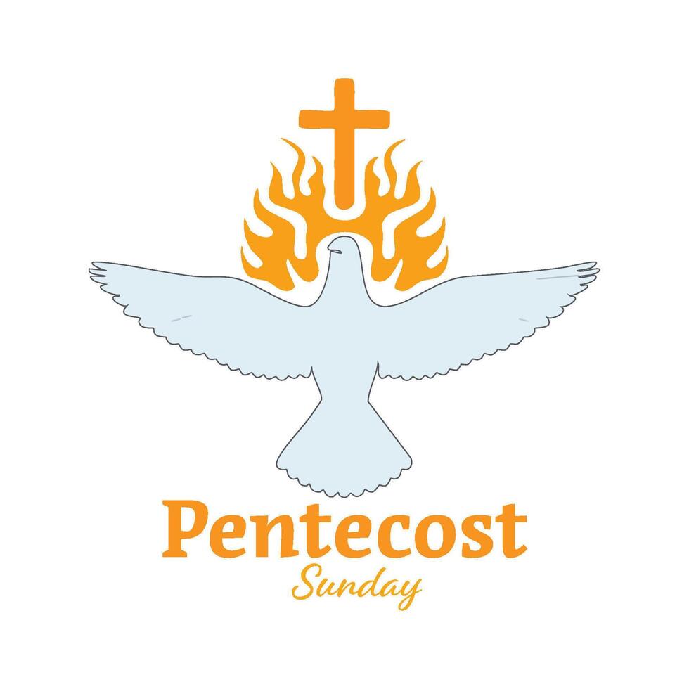 pentecost sunday logo with Holy Cross vector