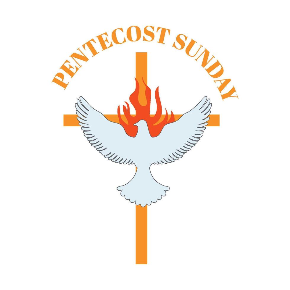 Pentecost Sunday logo with Holy Dove vector