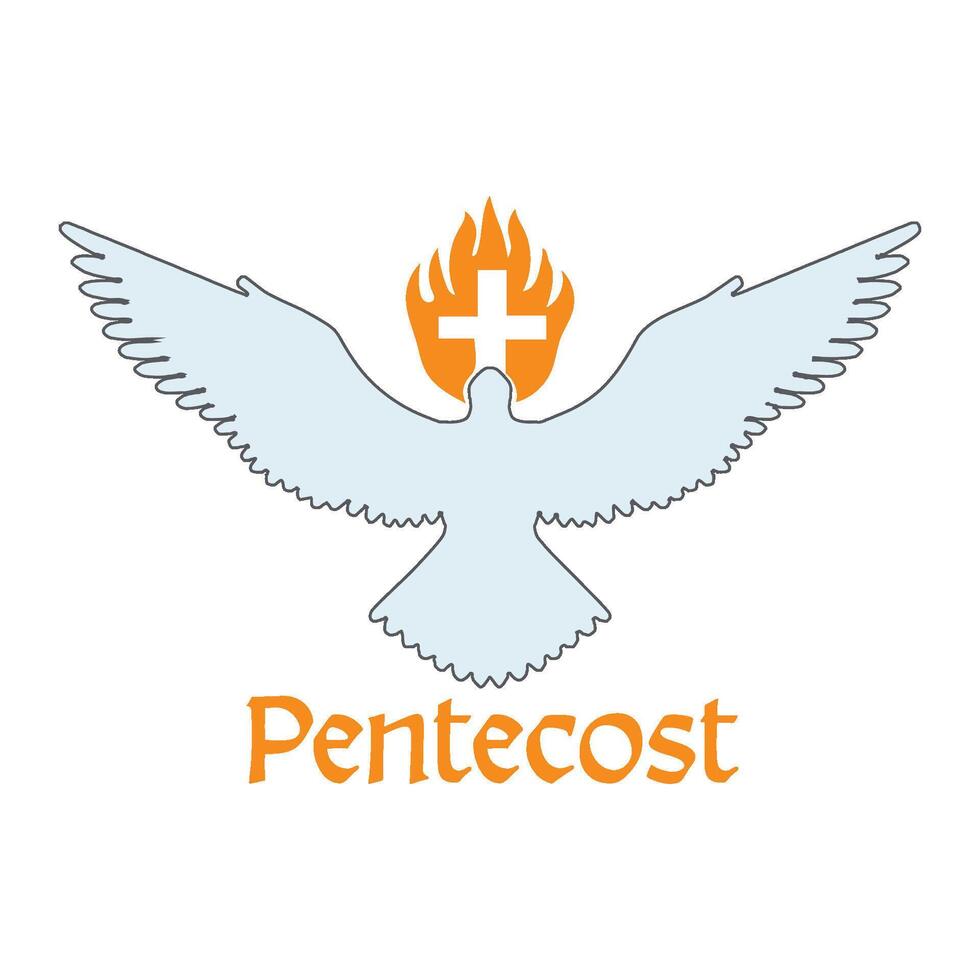 the pentecost logo with a dove and cross vector