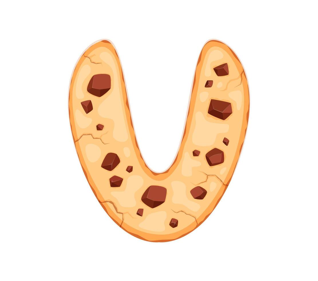 Pastry dessert font shortbread cookie letter V vector