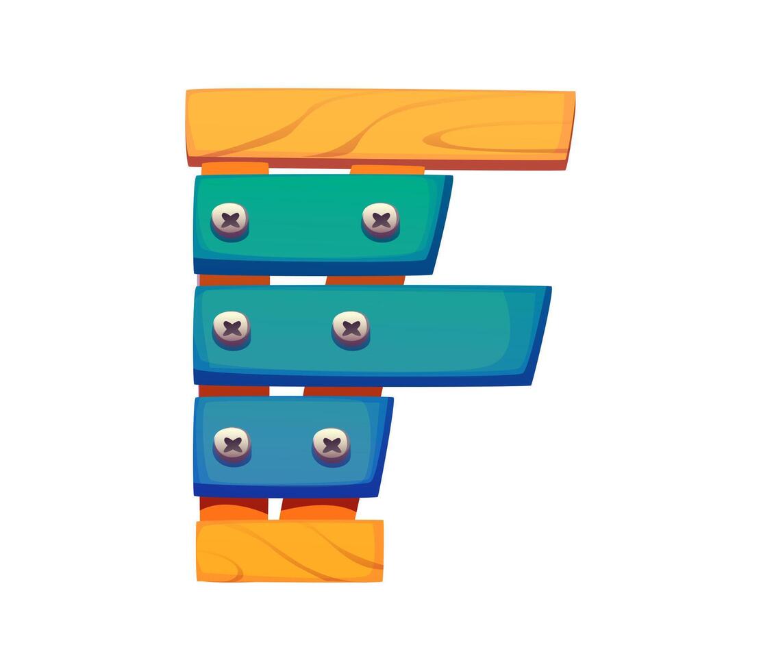 Cartoon musical font letter F resemble a xylophone vector