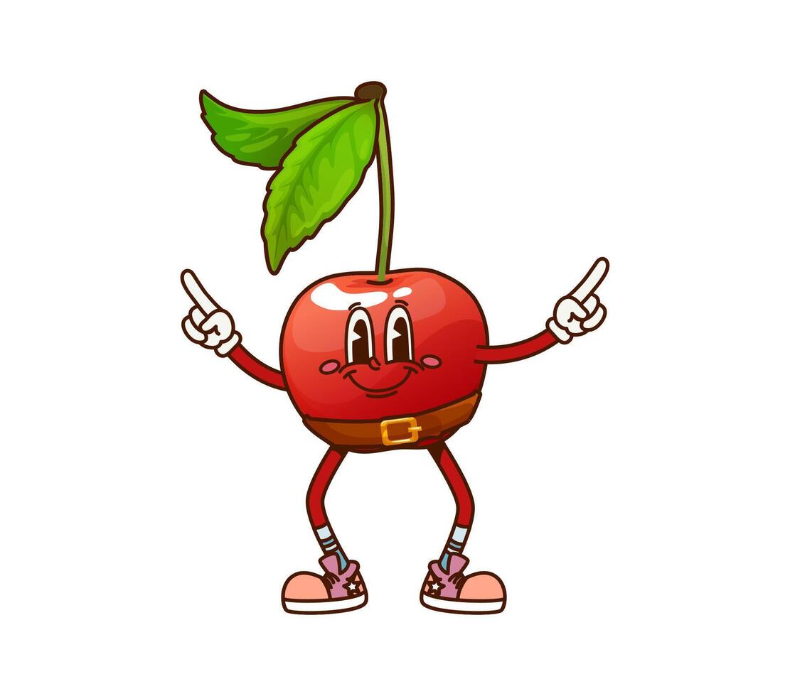 Cartoon groovy cherry pirate or corsair character vector