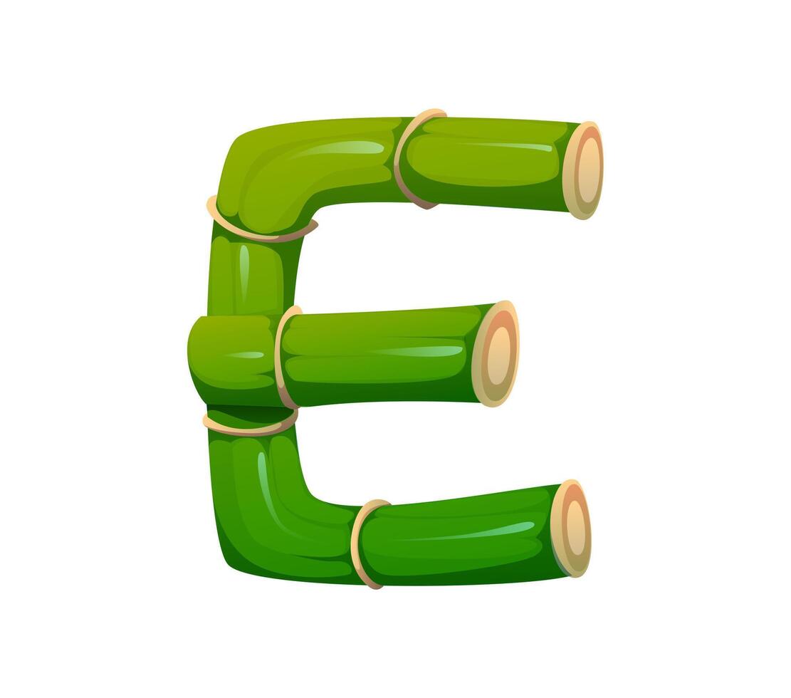Forest bamboo plant font, typeset letter E vector