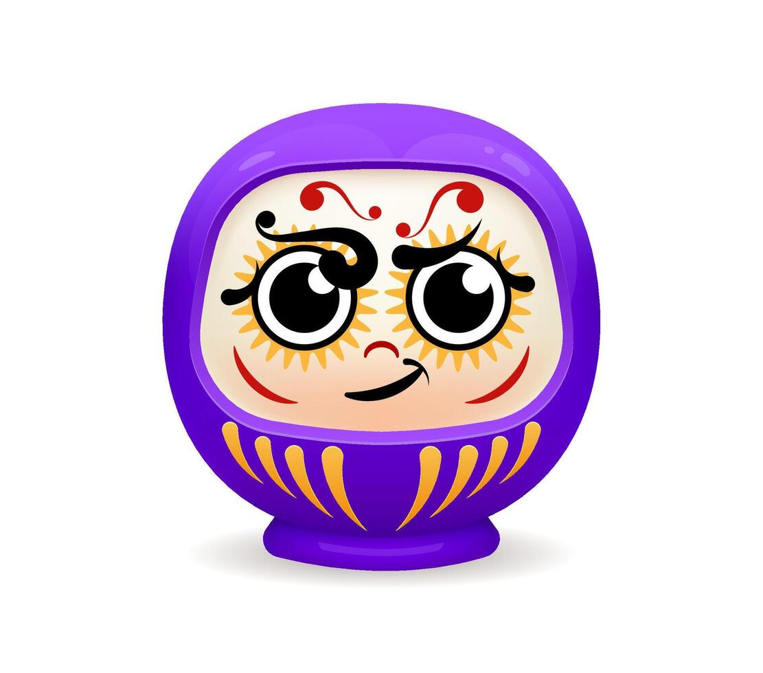 Daruma Japanese doll in purple with large eyes vector