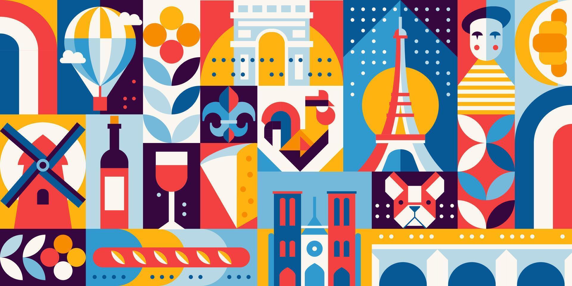 Geometric France pattern, background vector
