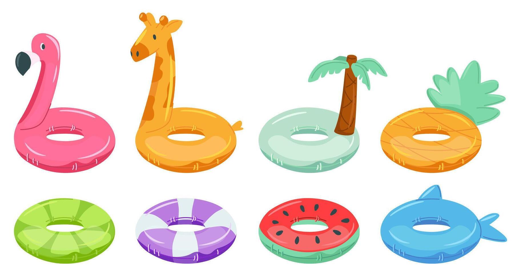 Collection of Summer Inflatable Swimming Rings. vector
