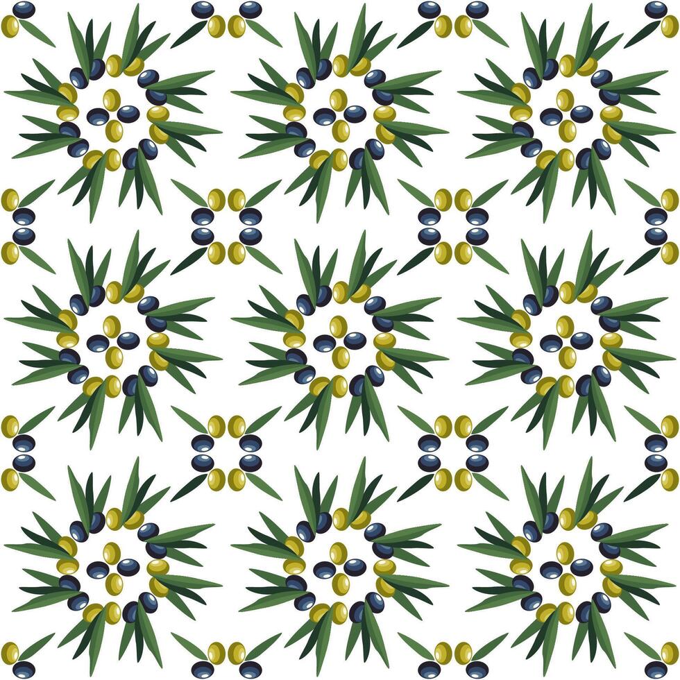 Olive Branch Seamless Texture. Inspired by Italian Majolica Ceramics. illustration vector