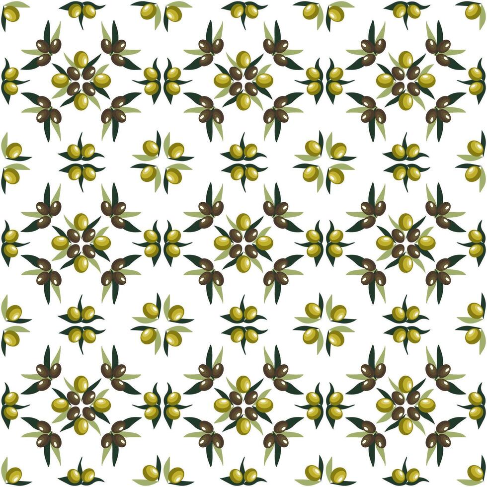 Italian Majolica Seamless Pattern Featuring Olive Tree Sprigs. illustration vector