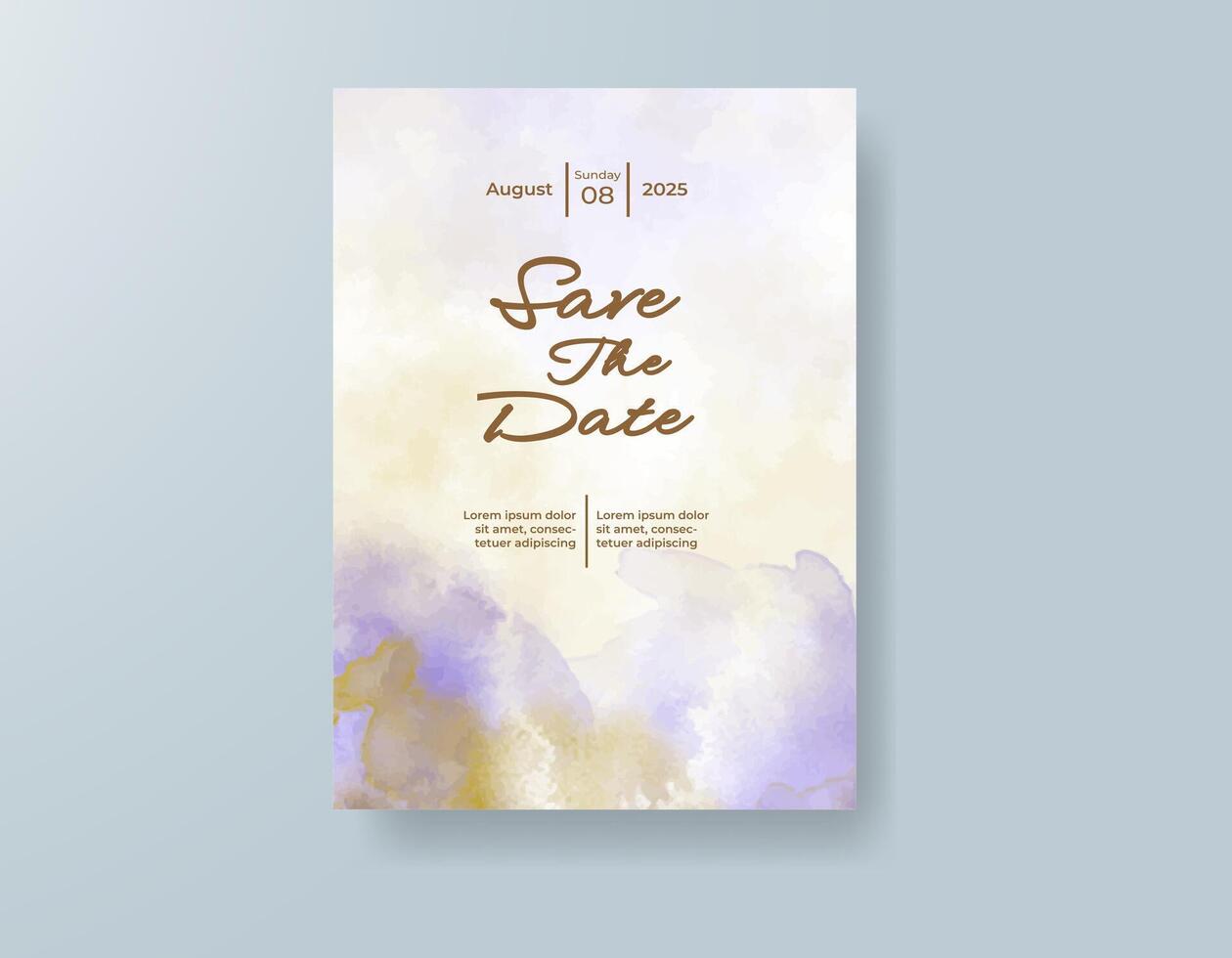 Boho-inspired wedding card with a colorful watercolor background. vector