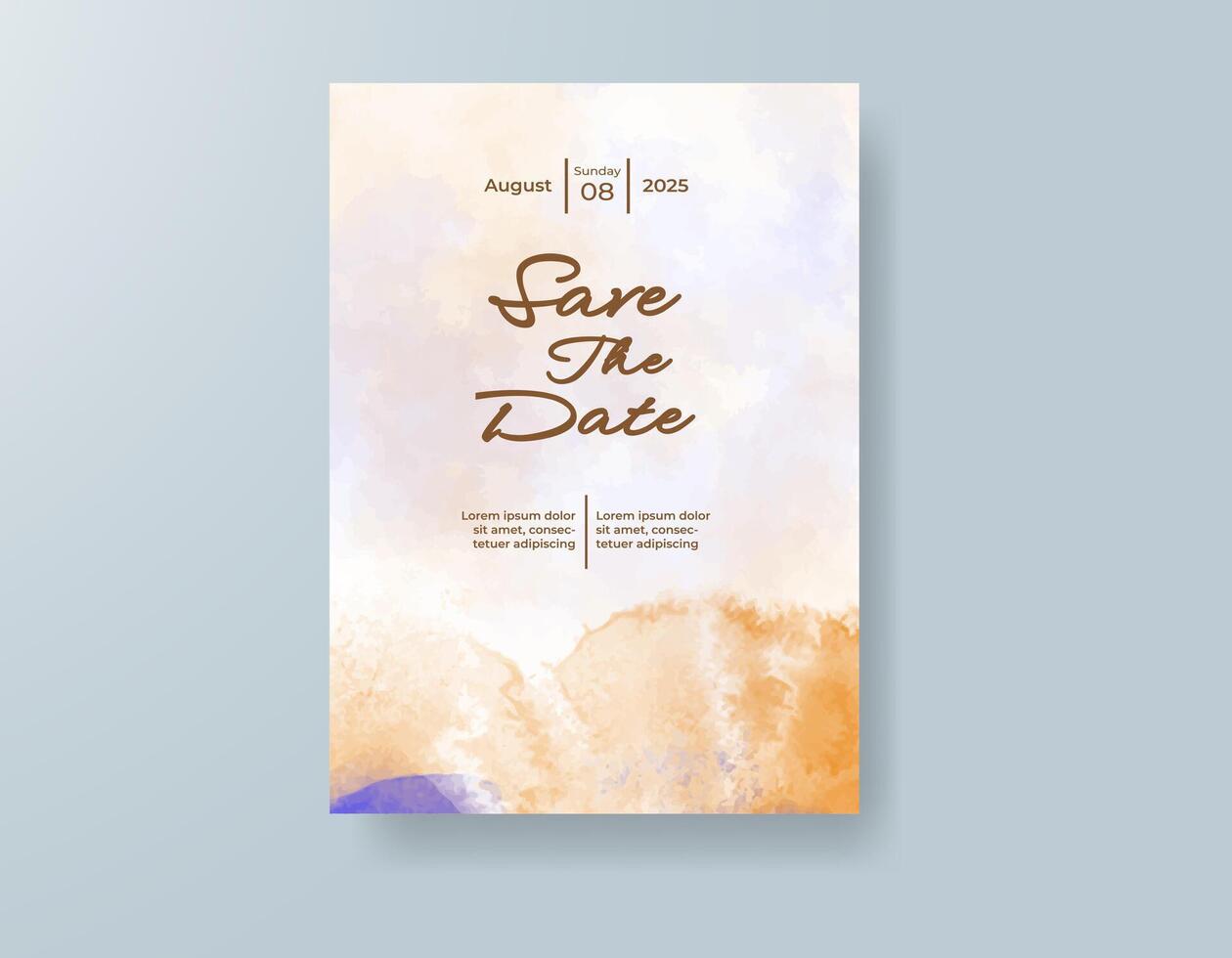 Watercolor-inspired wedding invitation with elegant details. vector