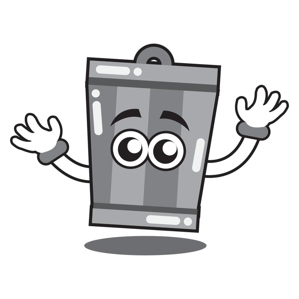 Design illustration trash garbage character with hand cartoon vector