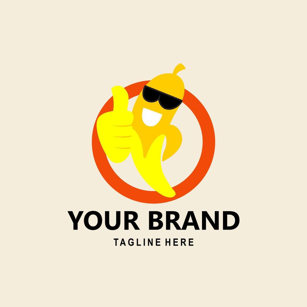 illustration of banana logo giving thumbs up sign vector