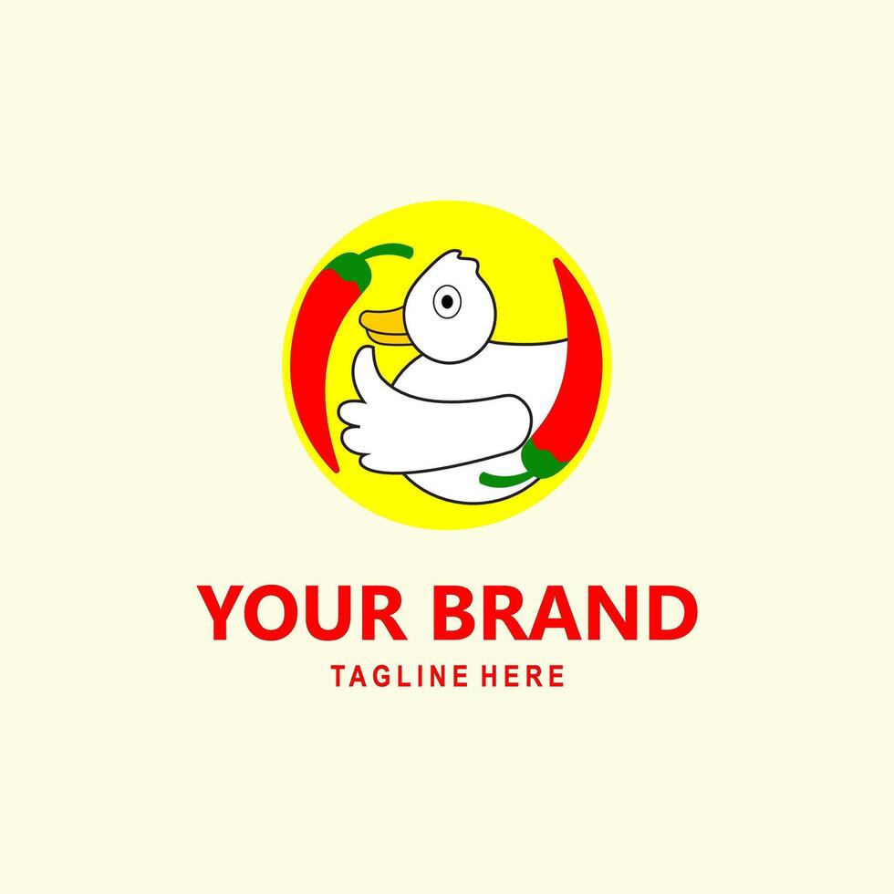 illustration of a duck logo giving a thumbs up sign vector