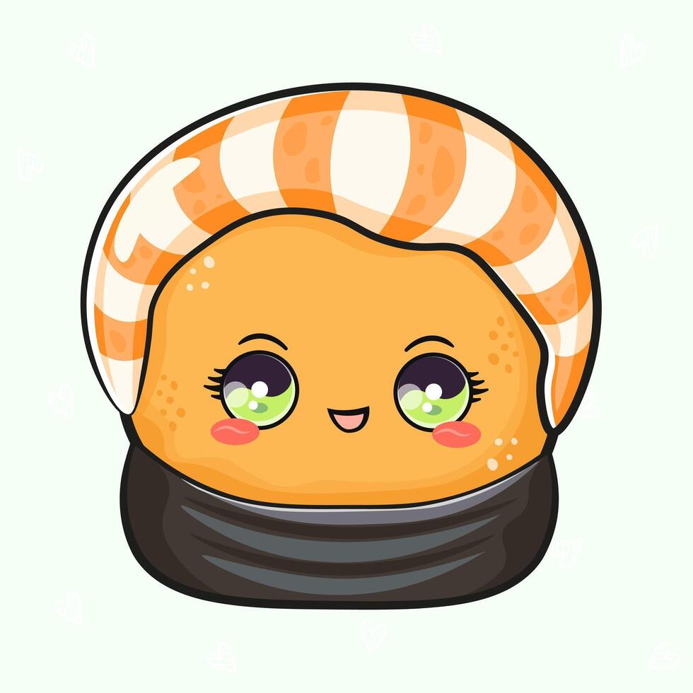 A charming cartoon Sushi character with a cheerful expression and appealing design that will brighten your projects. vector