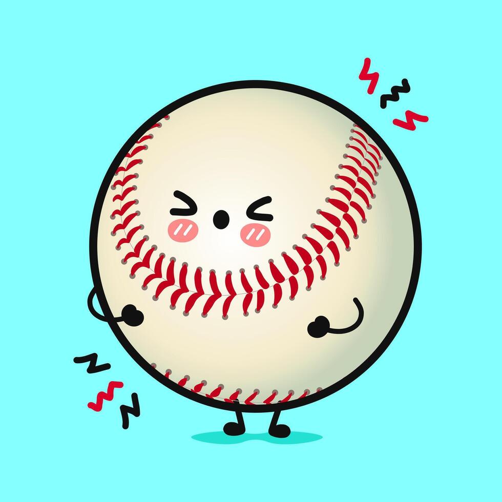 An adorable Baseball character with a cute expression and playful details on a vibrant blue backdrop. vector