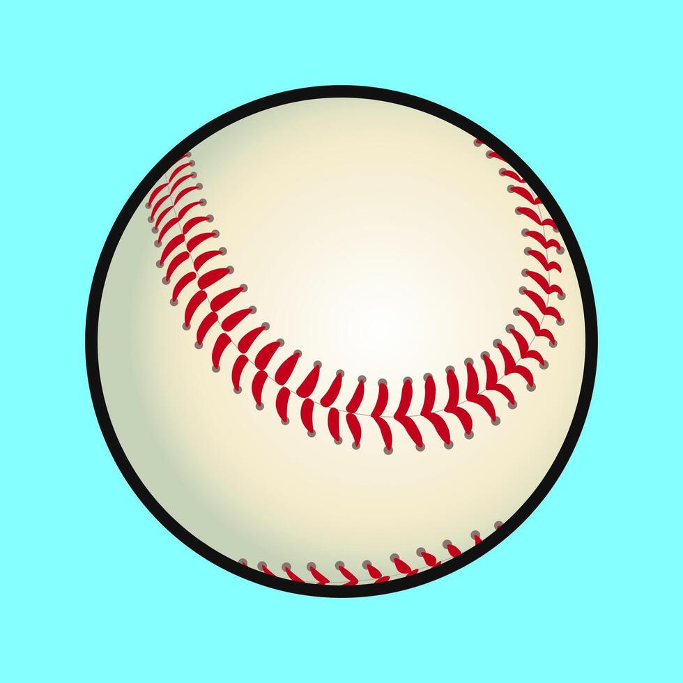 A pristine Baseball, perfectly depicted with vibrant red stitching, set against a cool blue backdrop. vector