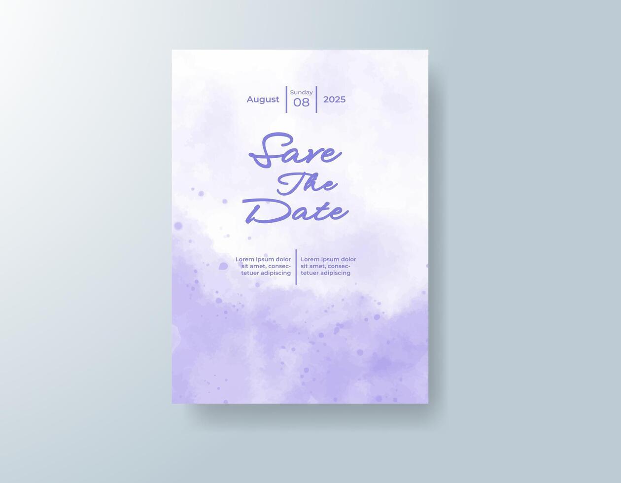 Watercolor background invitation with custom initials. vector