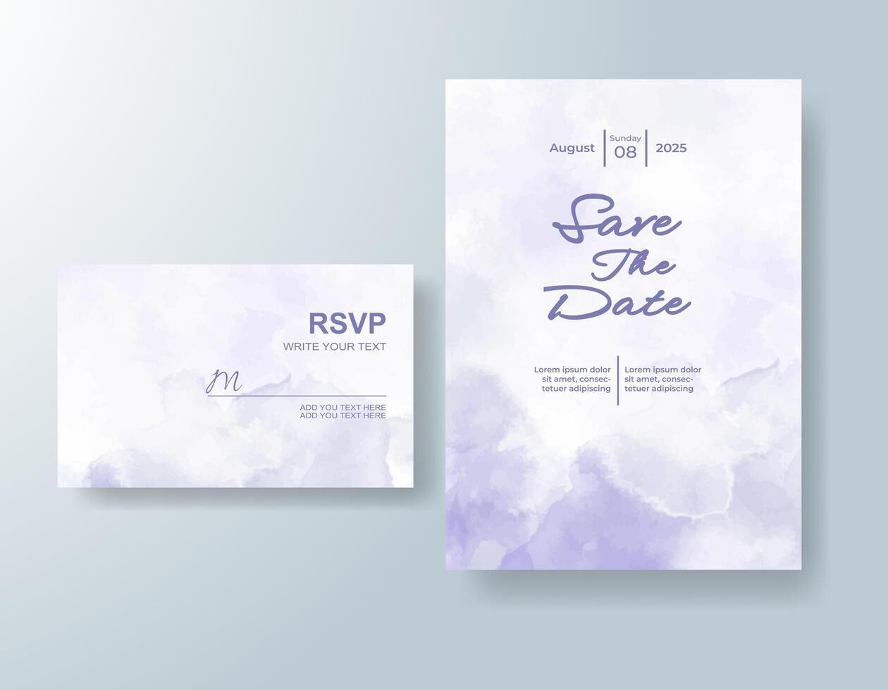 Watercolor gradient wedding card with a modern layout. vector