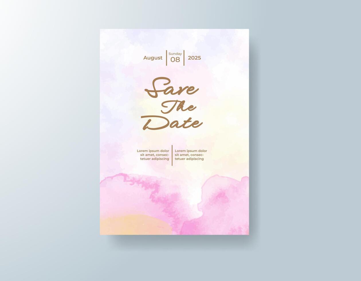Elegant wedding card with a marbled watercolor texture. vector