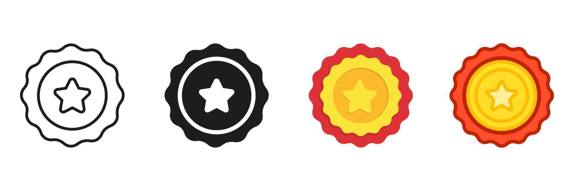 Badge Star Icon Line And Solid Icon Set. Award Emblem Star Design Symbol Collection. Isolated Illustration vector