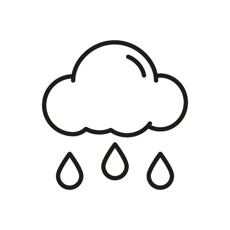Cloud With Raindrops Line Icon. Weather Forecast, Rainy Season, And Precipitation Outline Symbol. Climate Change, Meteorology, And Water Cycle. Editable Stroke. Isolated Illustration vector