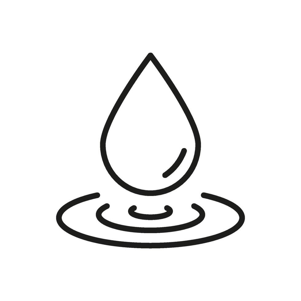 Water Drop With Ripples Line Icon. Hydration, Purity, And Fluidity Outline Symbol. Water Conservation And Environmental Awareness. Editable Stroke. Isolated Illustration vector