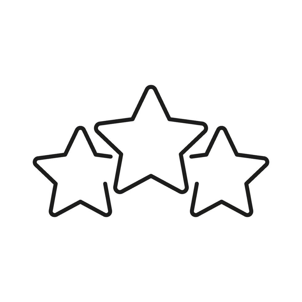 Three Stars Rating Line Icon. Quality Assessment, Customer Feedback Outline Symbol. Performance Review And Satisfaction Measurement. Editable Stroke. Isolated Illustration vector