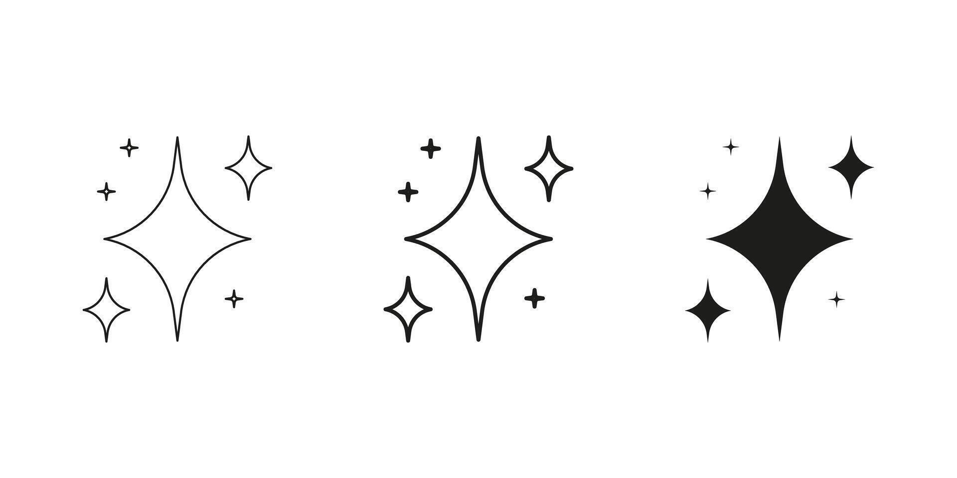 Star Sparkle Line And Solid Icon Set. Glitter And Shine Symbol Collection. Isolated Illustration vector