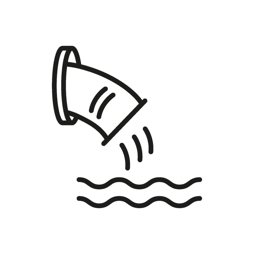 Water Pipe Discharge Line Icon. Wastewater Management And Environmental Impact Outline Symbol. Pollution Control And Water Treatment. Editable Stroke. Isolated Illustration vector