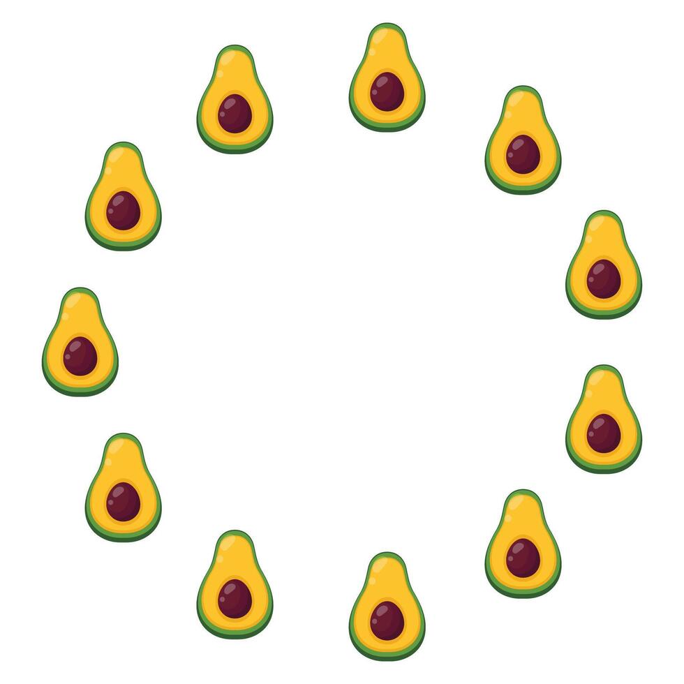 Round frame of ripe avocado. illustration vector