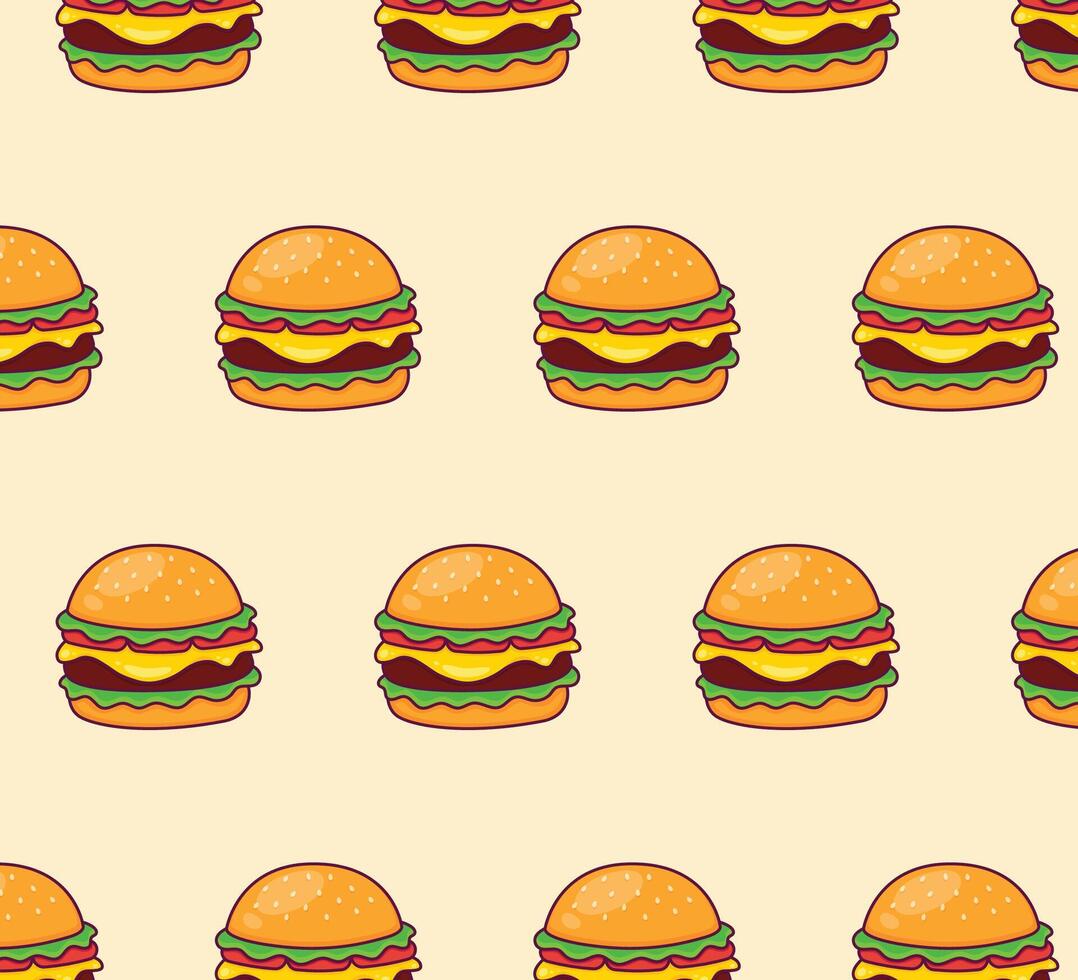 Burger pattern. Cartoon cheeseburger. illustration vector