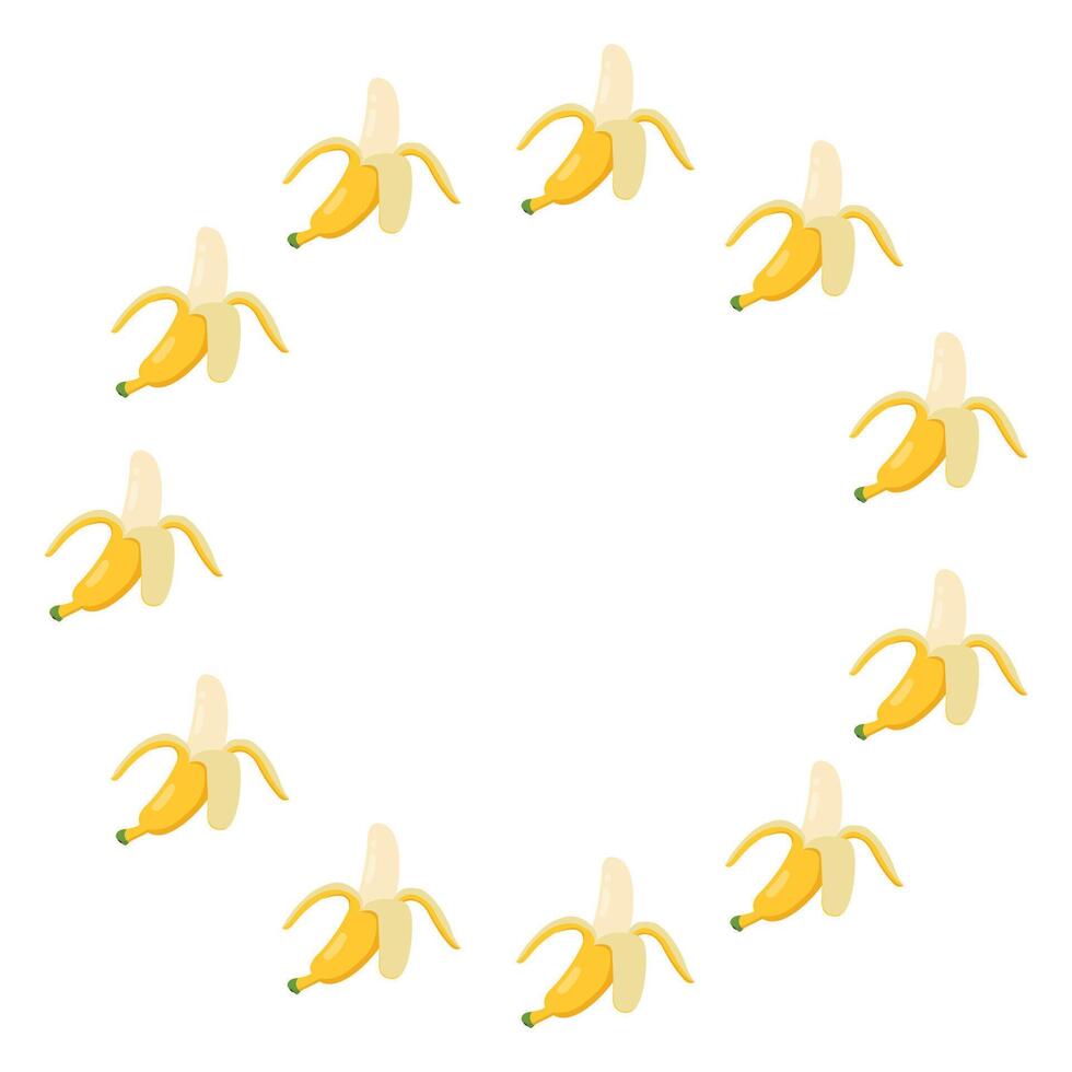 Round frame of ripe bananas. illustration in flat style vector