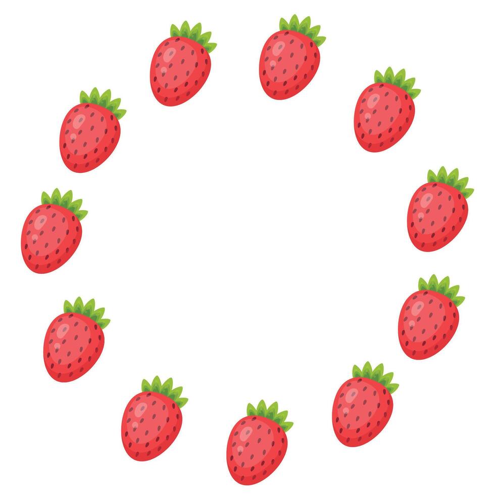 Round frame of ripe strawberries. illustration vector