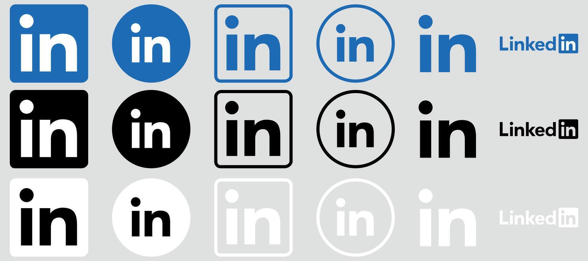 Linkedin Logo Mega Bundle Icon Set, App Premium Social Media Design for Digital Download vector