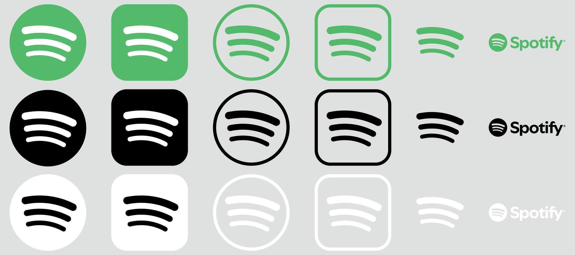 Spotify Logo Bundle Icon Set, Spotify App , Editable SVG, , Transparent Background, Premium Social Media Design for Digital Download vector