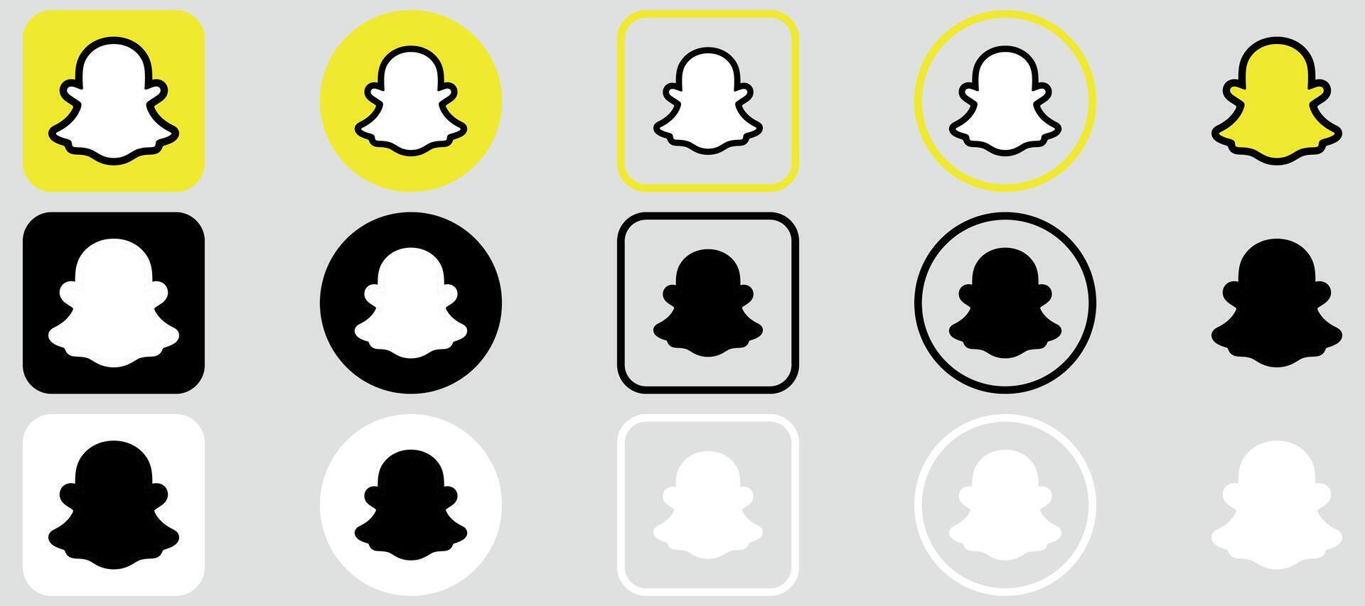 Snapchat Logo Mega Bundle Icon Set, Snapchat App, Editable SVG, Transparent Background, Premium Social Media Design for Digital Download vector