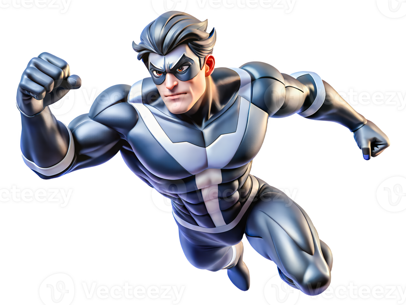 3D Dynamic Superhero Character in Action With a Bold and Powerful Pose png