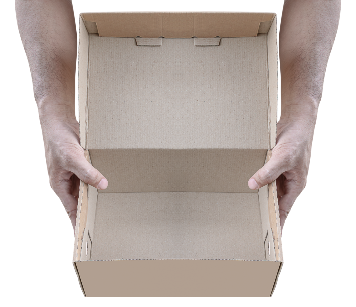 Handhold open cardboard box png
