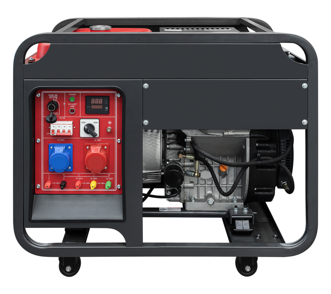 front view red diesel generator png