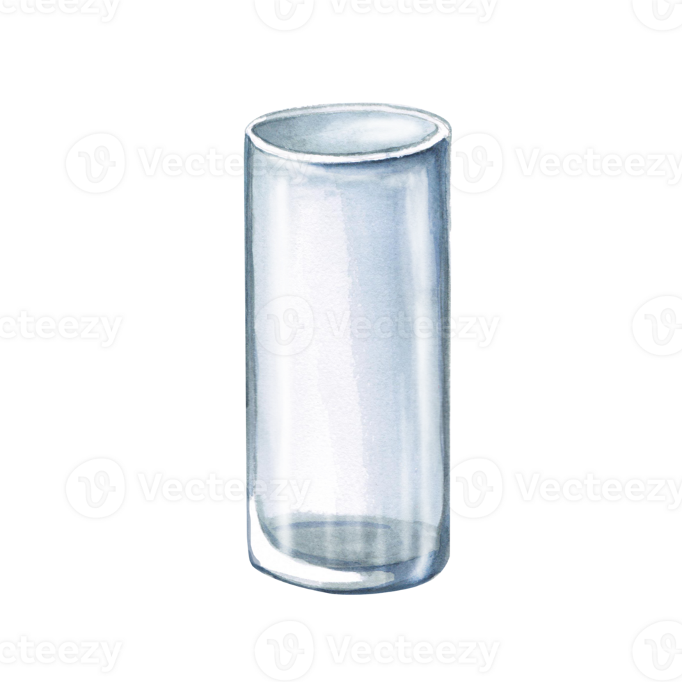 Empty glass for drinks. Isolated watercolor illustration for restaurant design, menu, printing on posters and fabrics. png